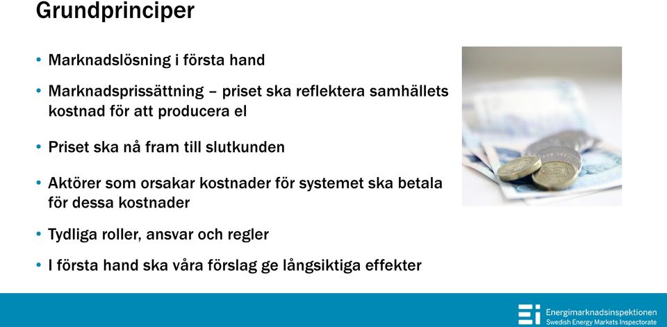 slutkunden Aktörer som orsakar kostnader för systemet ska betala för dessa