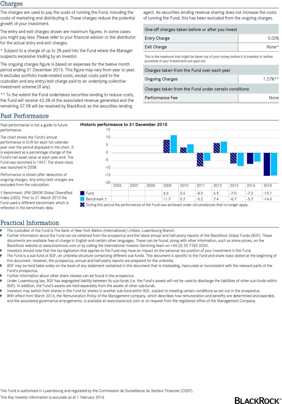 * Subject to a charge of up to 2% paid into the Fund where the Manager suspects excessive trading by an investor.