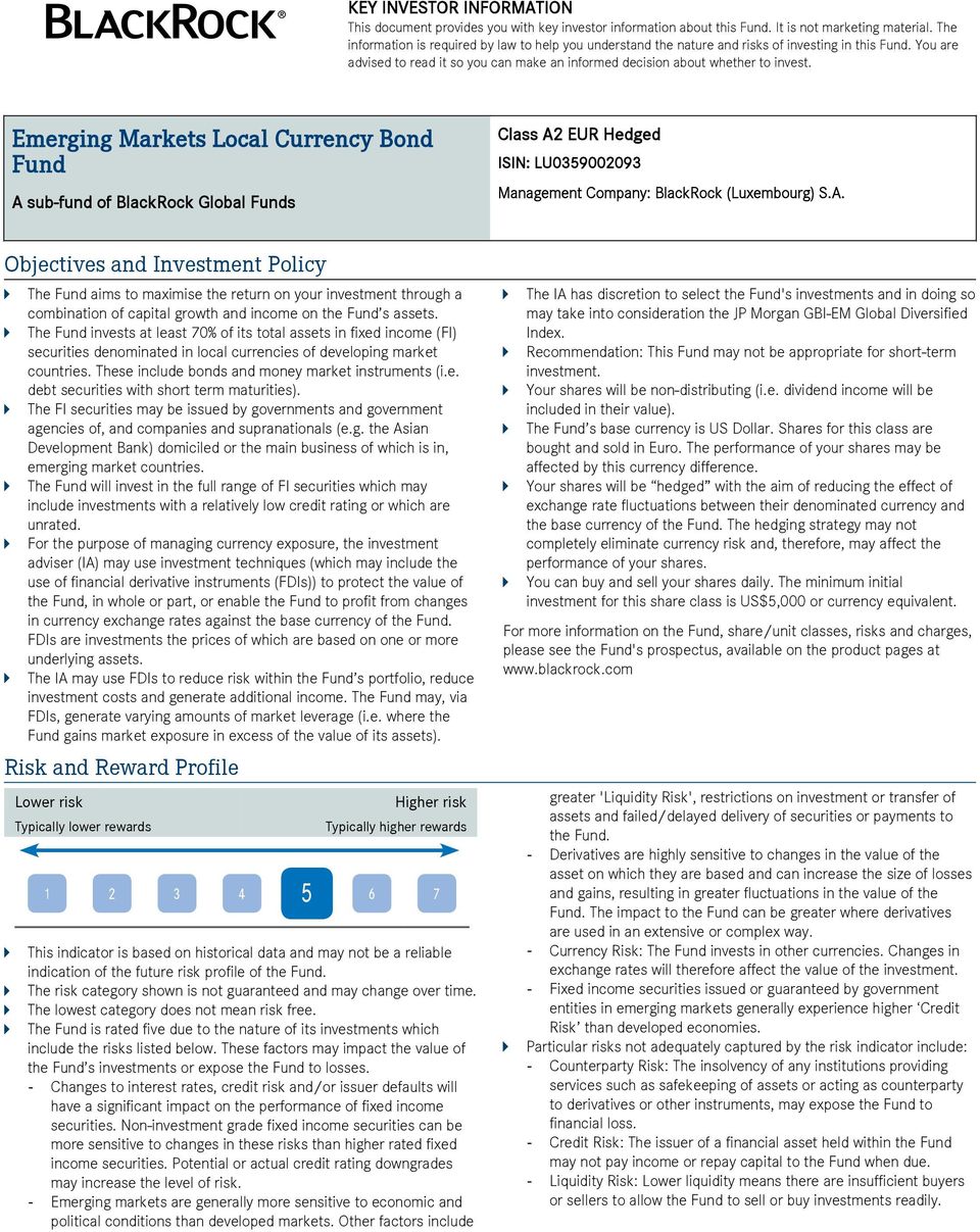 Emerging Markets Local Currency Bond Fund A 