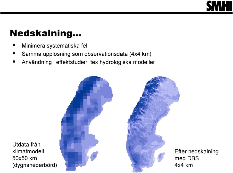 effektstudier, tex hydrologiska modeller Utdata från