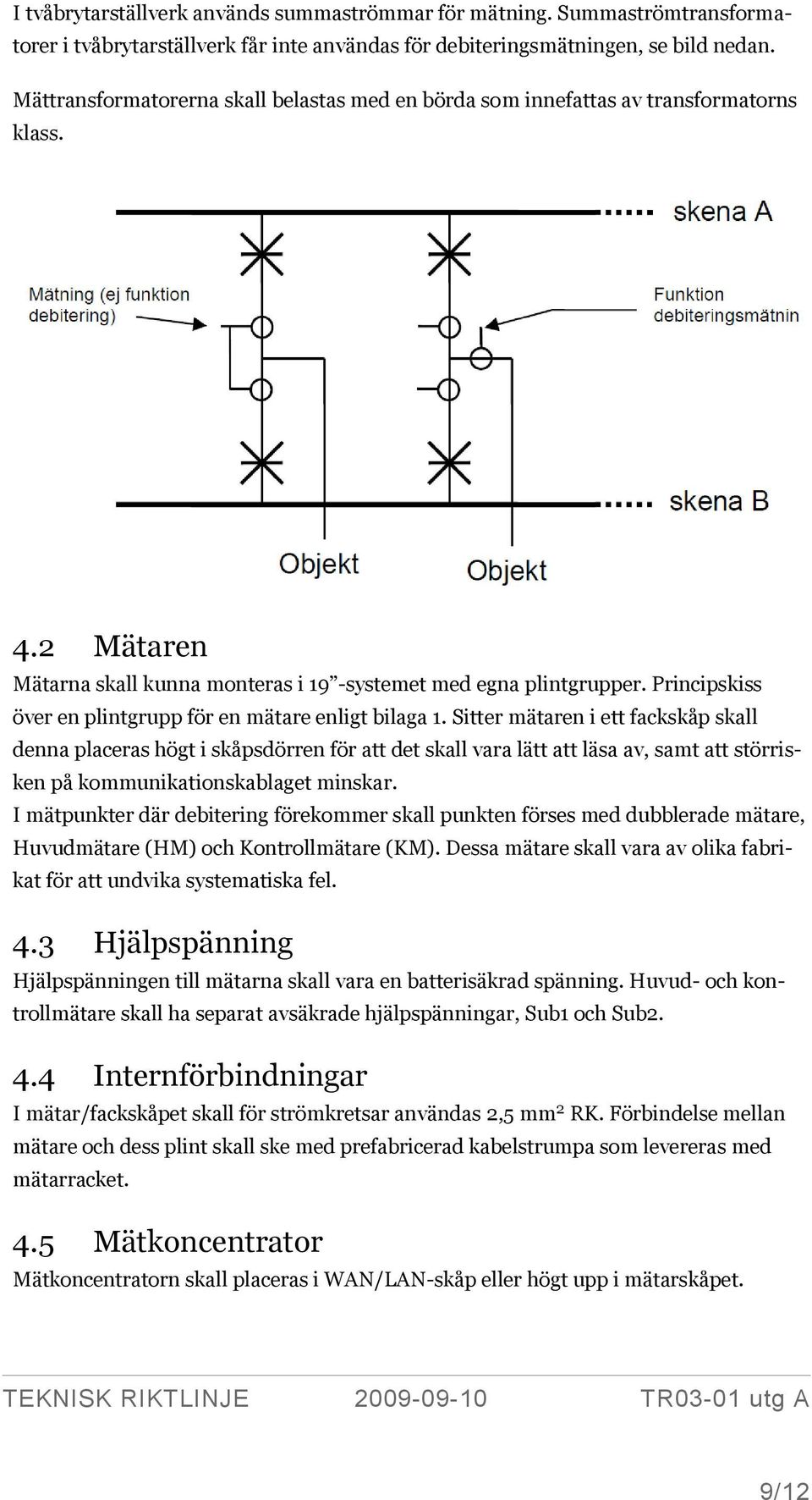 Principskiss över en plintgrupp för en mätare enligt bilaga 1.