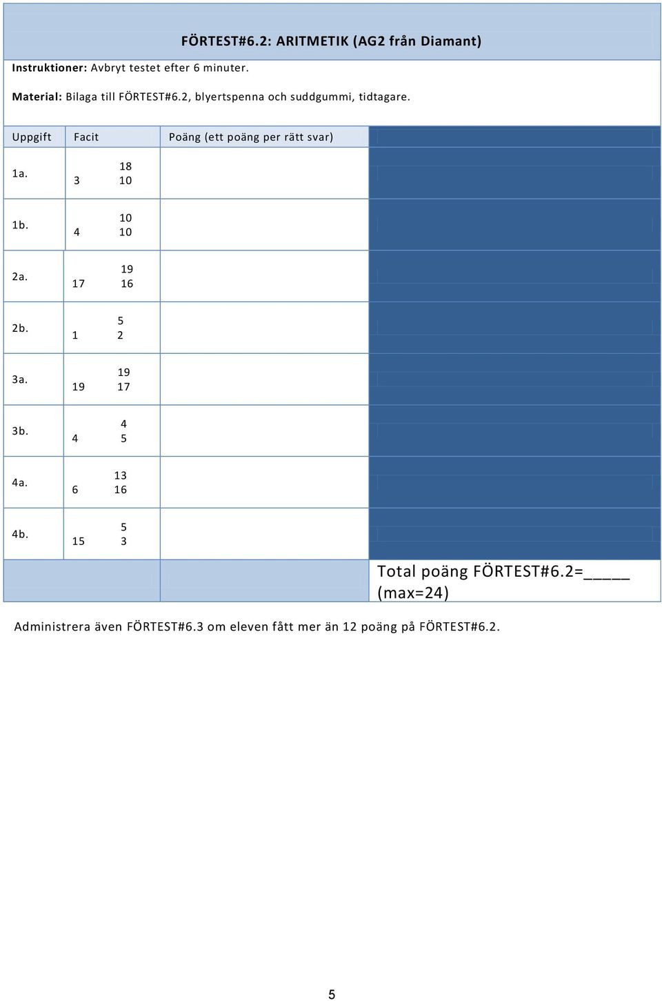 2, blyertspenna och suddgummi, tidtagare. 18 3 10 10 10 19 17 16 1 2 19 19 17 a.