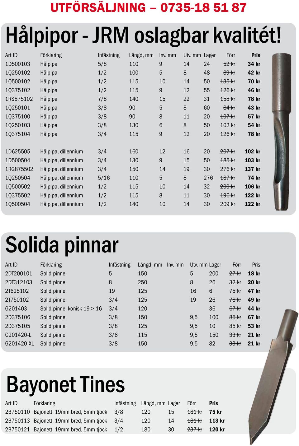 kr 1RS875102 Hålpipa 7/8 140 15 22 31 158 kr 78 kr 1Q250101 Hålpipa 3/8 90 5 8 60 84 kr 43 kr 1Q375100 Hålpipa 3/8 90 8 11 20 107 kr 57 kr 1Q250103 Hålpipa 3/8 130 6 8 50 102 kr 54 kr 1Q375104