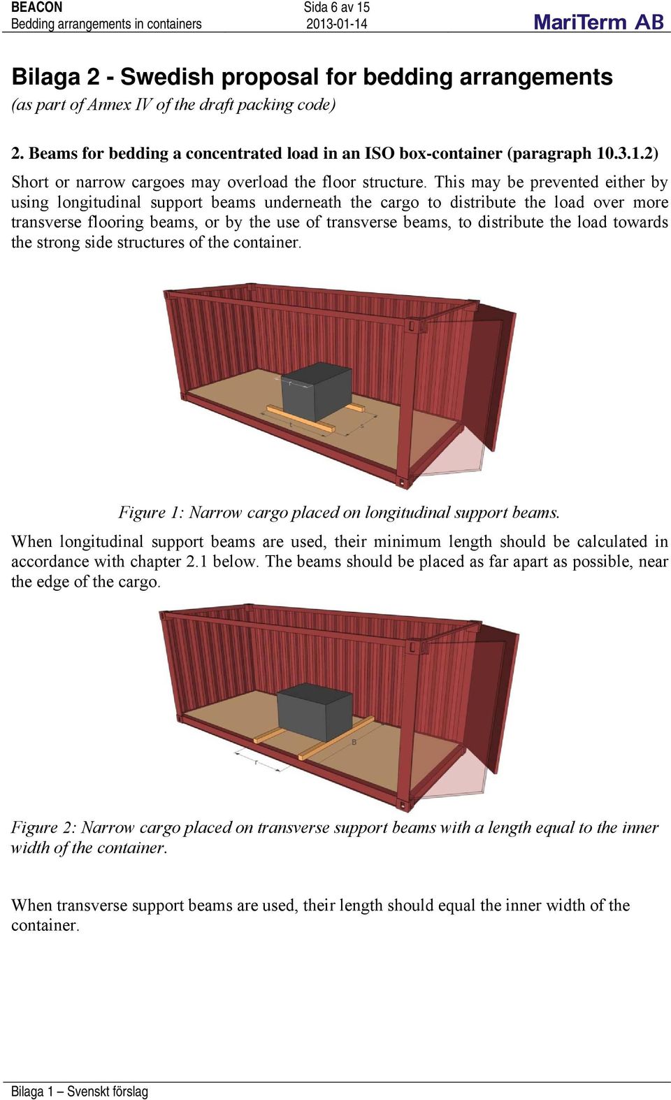 stong side stuctues of the containe. Figue 1: Naow cago placed on longitudinal suppot beams.