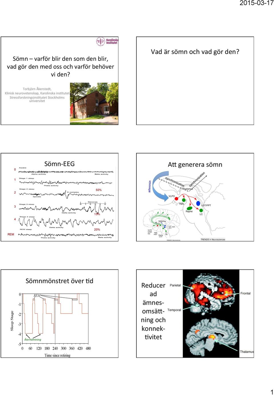 Sömn- EEG AF generera sömn % adenosin syn chr oniz atio n za tio n hr nc sy i on % % REM Sömnmönstret över 7d REM