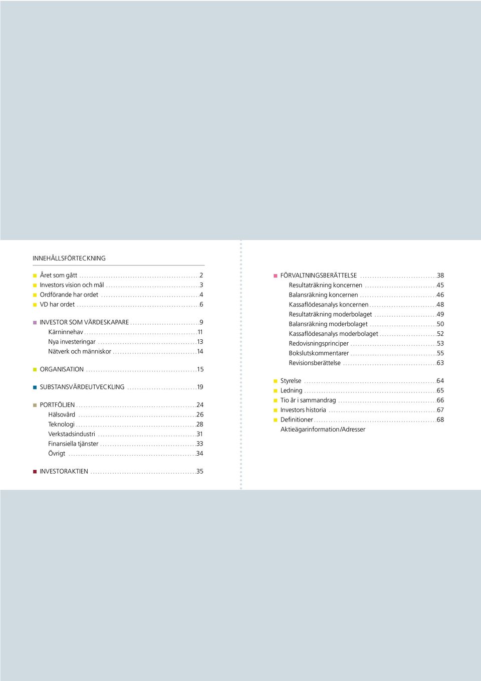 ........................................13 Nätverk och människor...................................14 ORGANISATION..............................................15 SUBSTANSVÄRDEUTVECKLING.