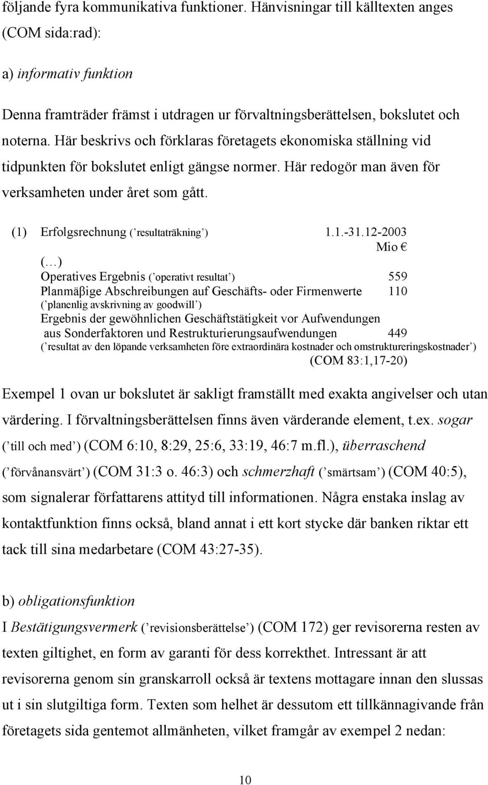 (1) Erfolgsrechnung ( resultaträkning ) 1.1.-31.