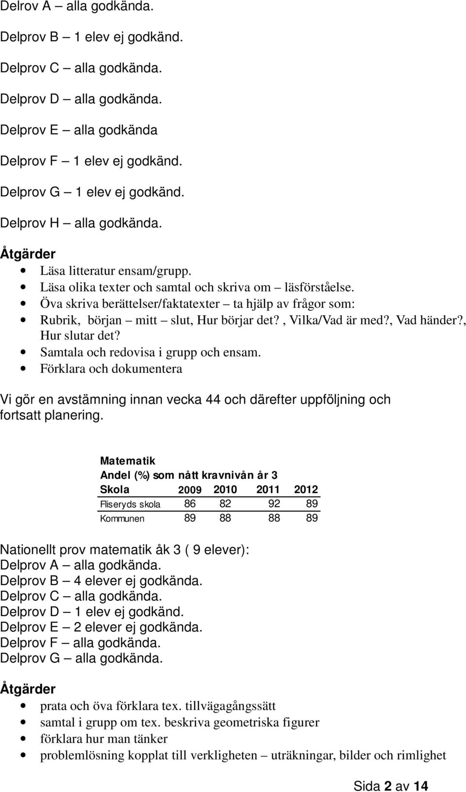 Öva skriva berättelser/faktatexter ta hjälp av frågor som: Rubrik, början mitt slut, Hur börjar det?, Vilka/Vad är med?, Vad händer?, Hur slutar det? Samtala och redovisa i grupp och ensam.