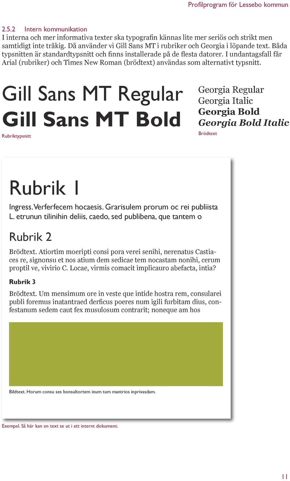 I undantagsfall får Arial (rubriker) och Times New Roman (brödtext) användas som alternativt typsnitt.