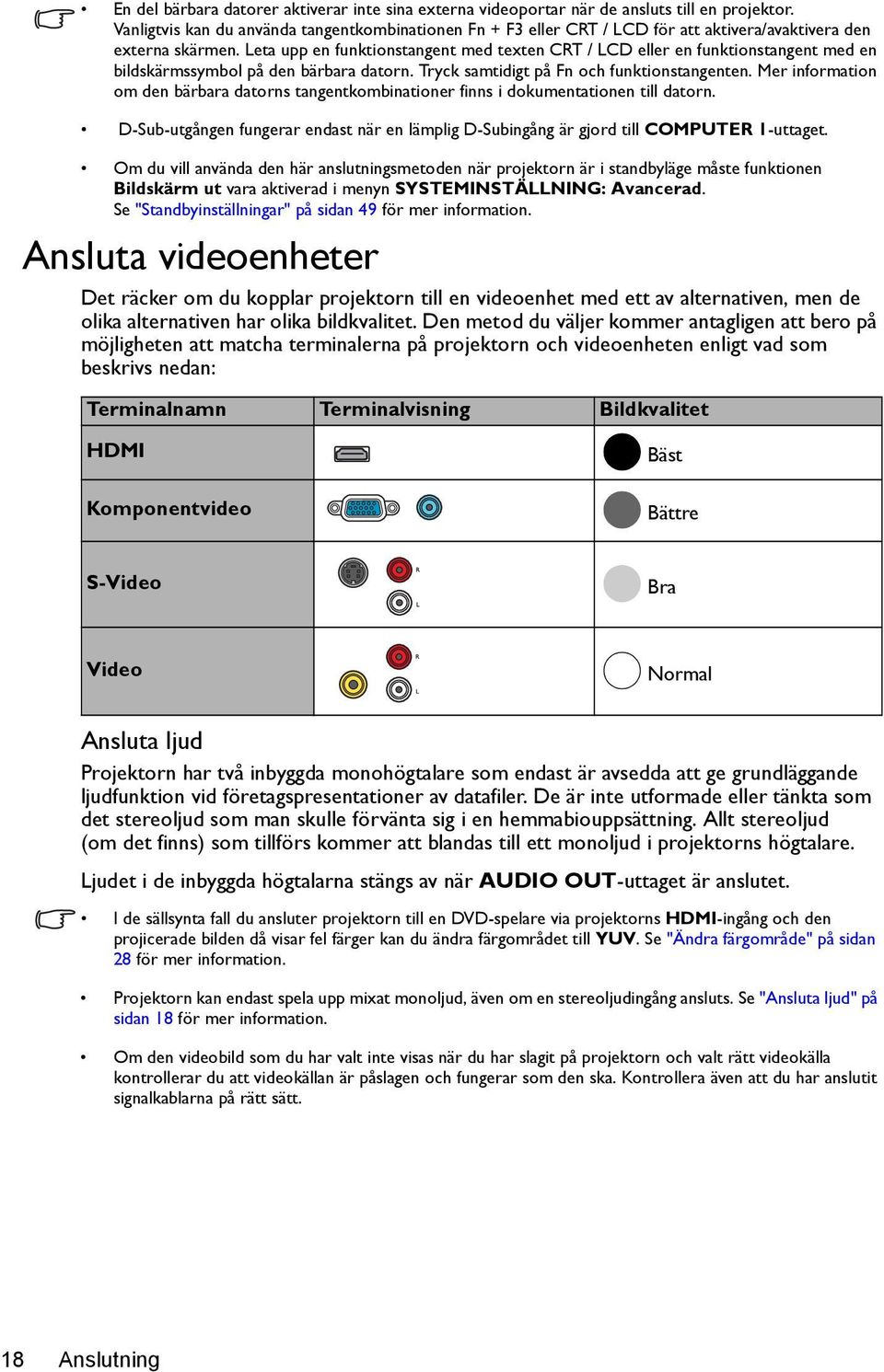 Leta upp en funktionstangent med texten CRT / LCD eller en funktionstangent med en bildskärmssymbol på den bärbara datorn. Tryck samtidigt på Fn och funktionstangenten.