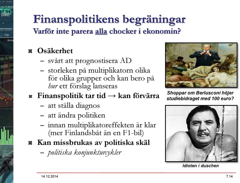 lanseras Finanspolitik tar tid kan förvärra att ställa diagnos att ändra politiken innan multiplikatoreffekten är klar (mer