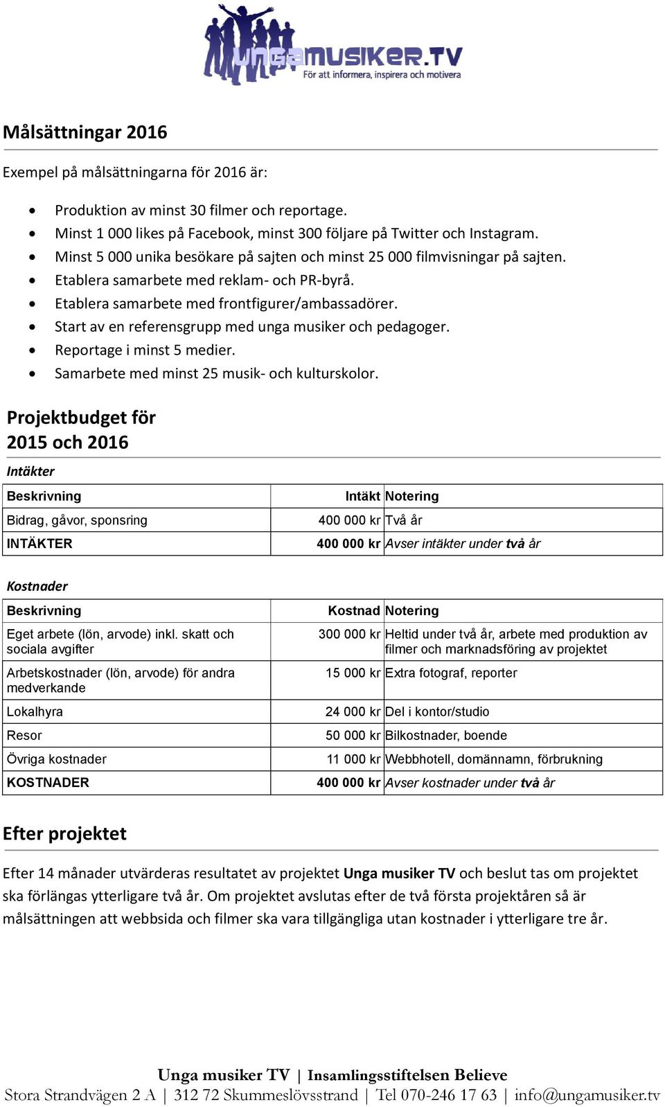 Start av en referensgrupp med unga musiker och pedagoger. Reportage i minst 5 medier. Samarbete med minst 25 musik- och kulturskolor.