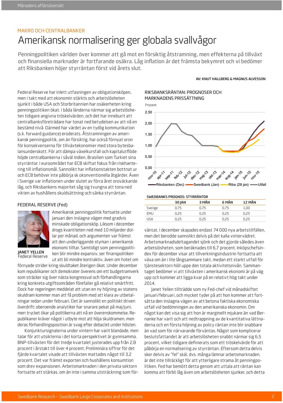 AV: KNUT HALLBERG & MAGNUS ALVESSON Federal Reserve har inlett utfasningen av obligationsköpen, men i takt med att ekonomin stärkts och arbetslösheten sjunkit i både USA och Storbritannien har