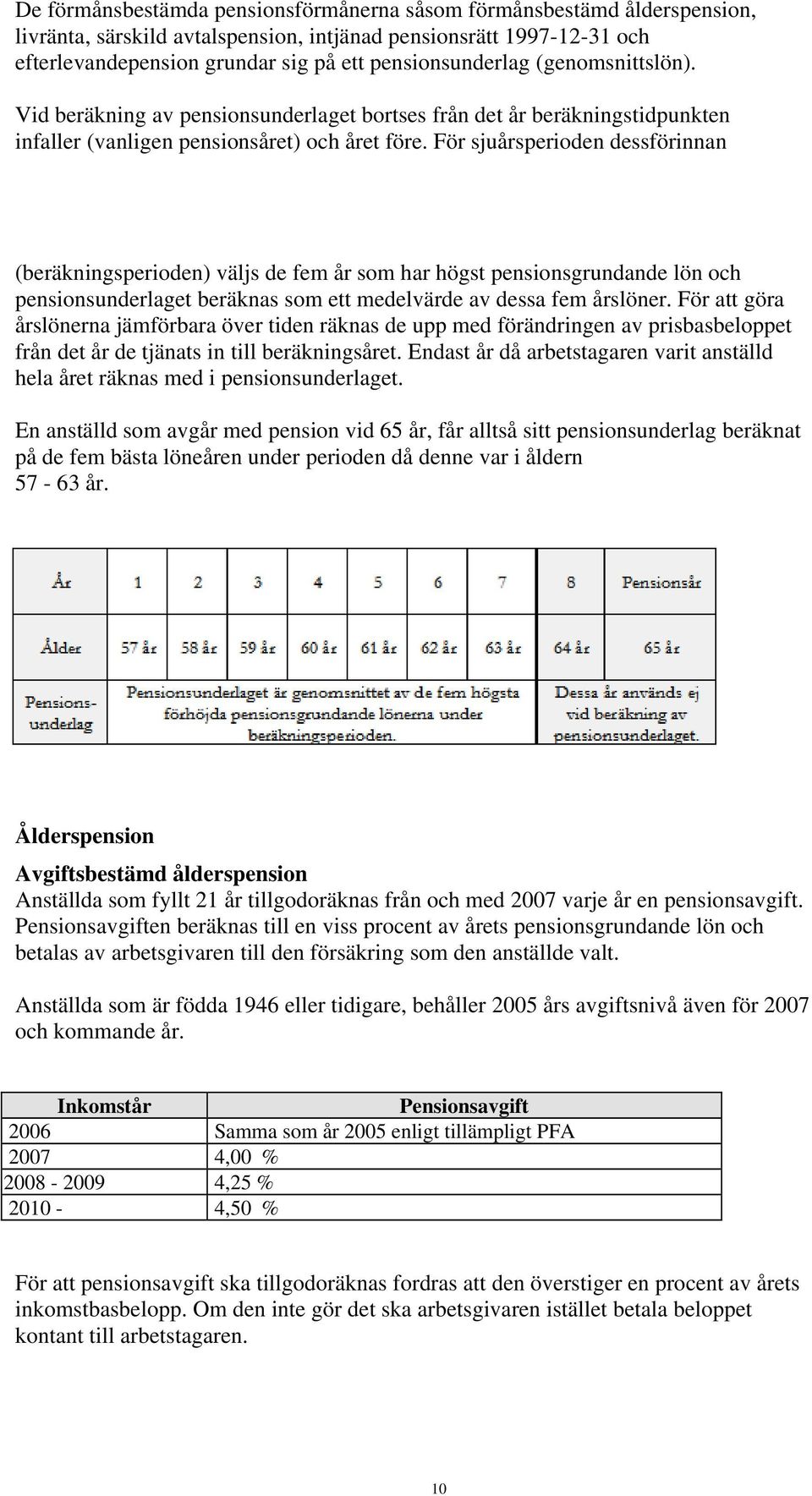 För sjuårsperioden dessförinnan (beräkningsperioden) väljs de fem år som har högst pensionsgrundande lön och pensionsunderlaget beräknas som ett medelvärde av dessa fem årslöner.