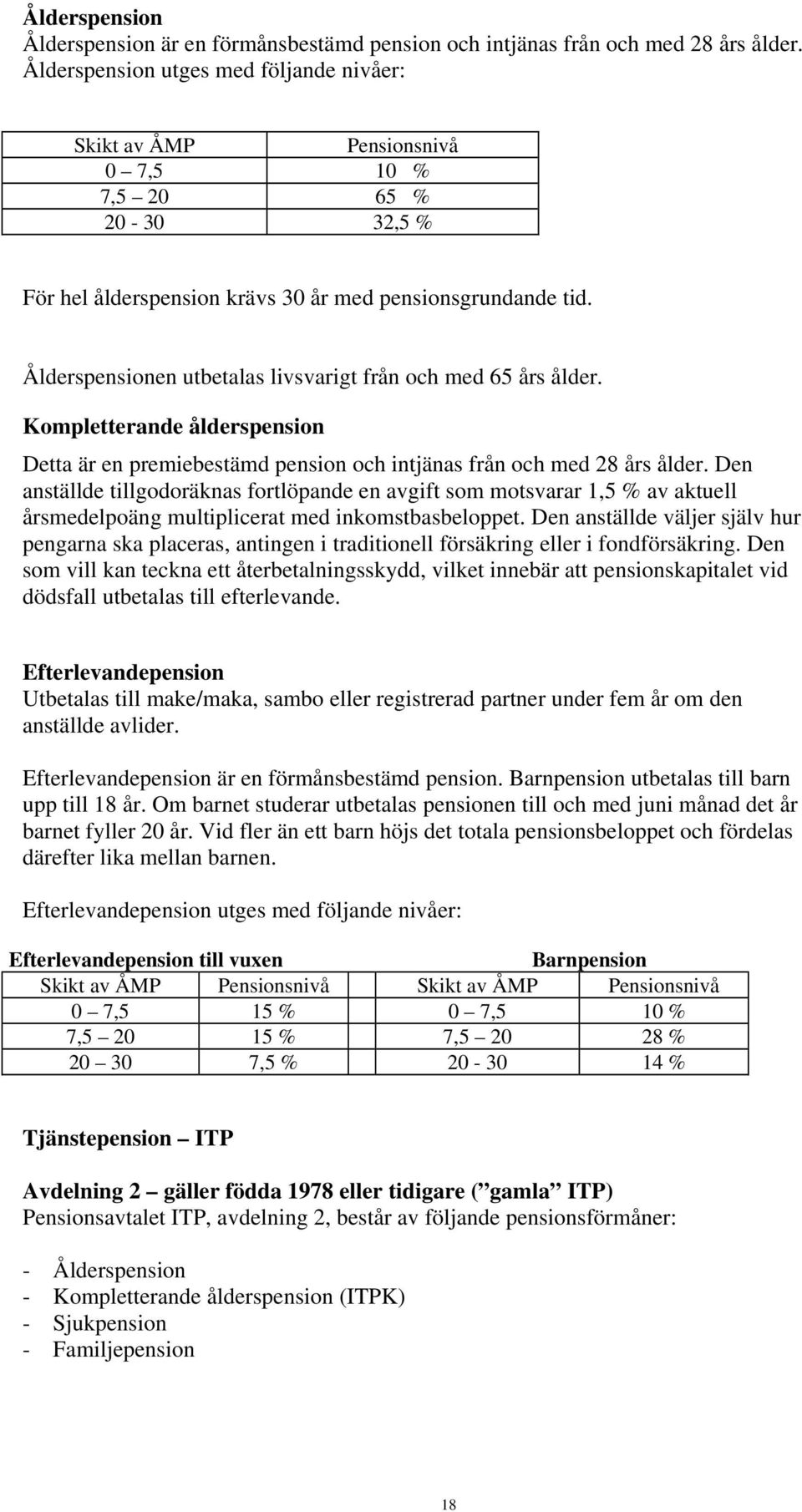 Ålderspensionen utbetalas livsvarigt från och med 65 års ålder. Kompletterande ålderspension Detta är en premiebestämd pension och intjänas från och med 28 års ålder.