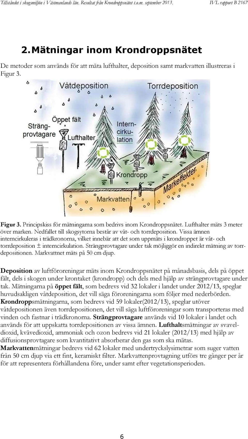 Vissa ämnen interncirkuleras i trädkronorna, vilket innebär att det som uppmäts i krondroppet är våt- och torrdeposition ± interncirkulation.