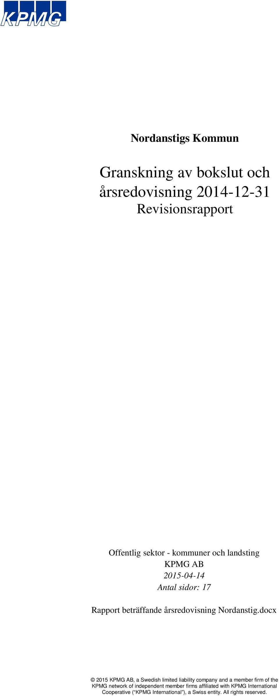 Antal sidor: 17 Rapport