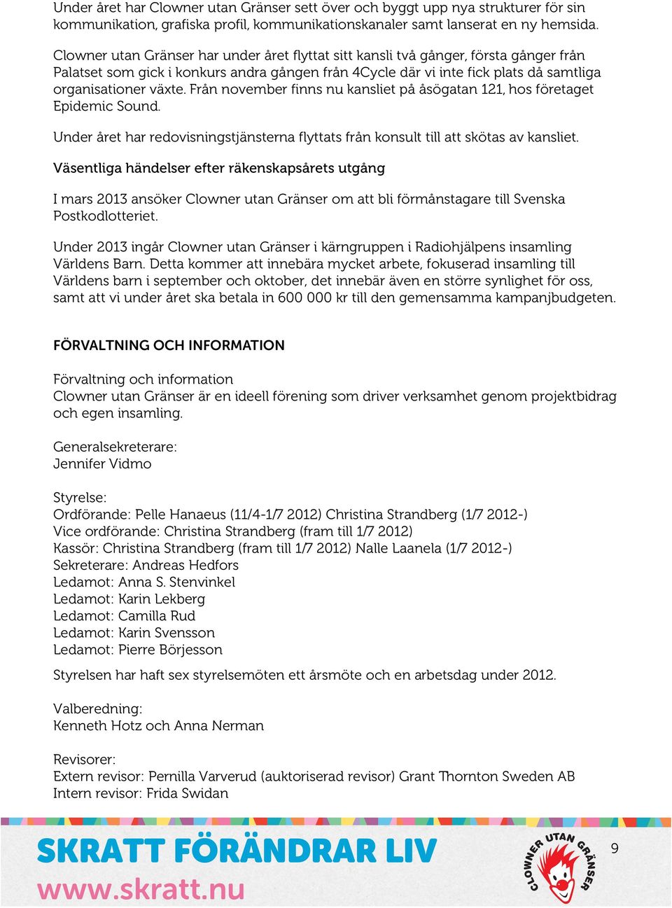 Från november finns nu kansliet på åsögatan 121, hos företaget Epidemic Sound. Under året har redovisningstjänsterna flyttats från konsult till att skötas av kansliet.