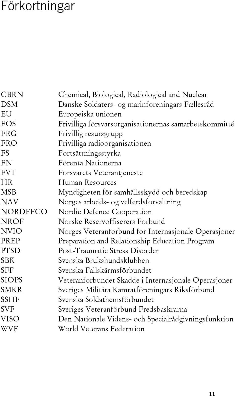 Nationerna Forsvarets Veterantjeneste Human Resources Myndigheten för samhällsskydd och beredskap Norges arbeids- og velferdsforvaltning Nordic Defence Cooperation Norske Reservoffiserers Forbund