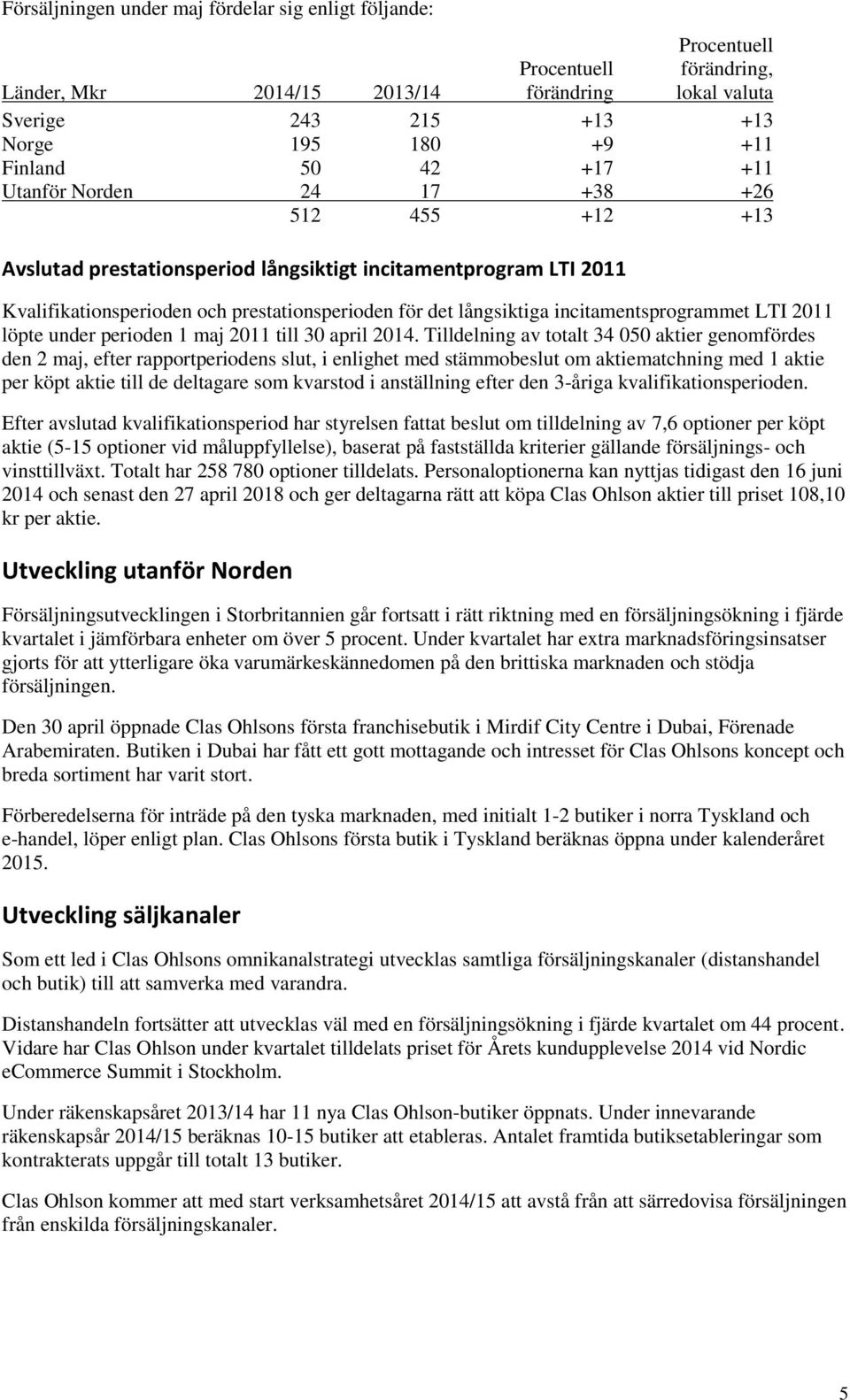 incitamentsprogrammet LTI 2011 löpte under perioden 1 maj 2011 till 30 april 2014.