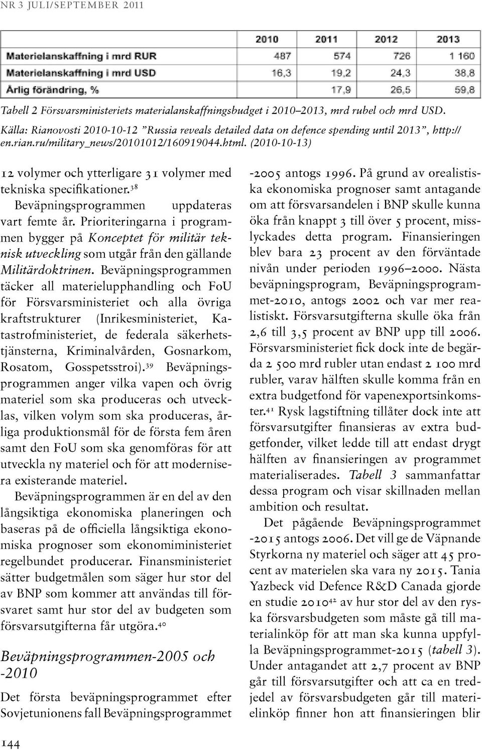 (2010-10-13) 12 volymer och ytterligare 31 volymer med tekniska specifikationer. 38 Beväpningsprogrammen uppdateras vart femte år.