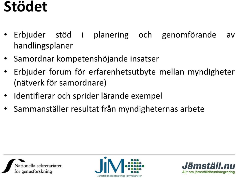 erfarenhetsutbyte mellan myndigheter (nätverk för samordnare)