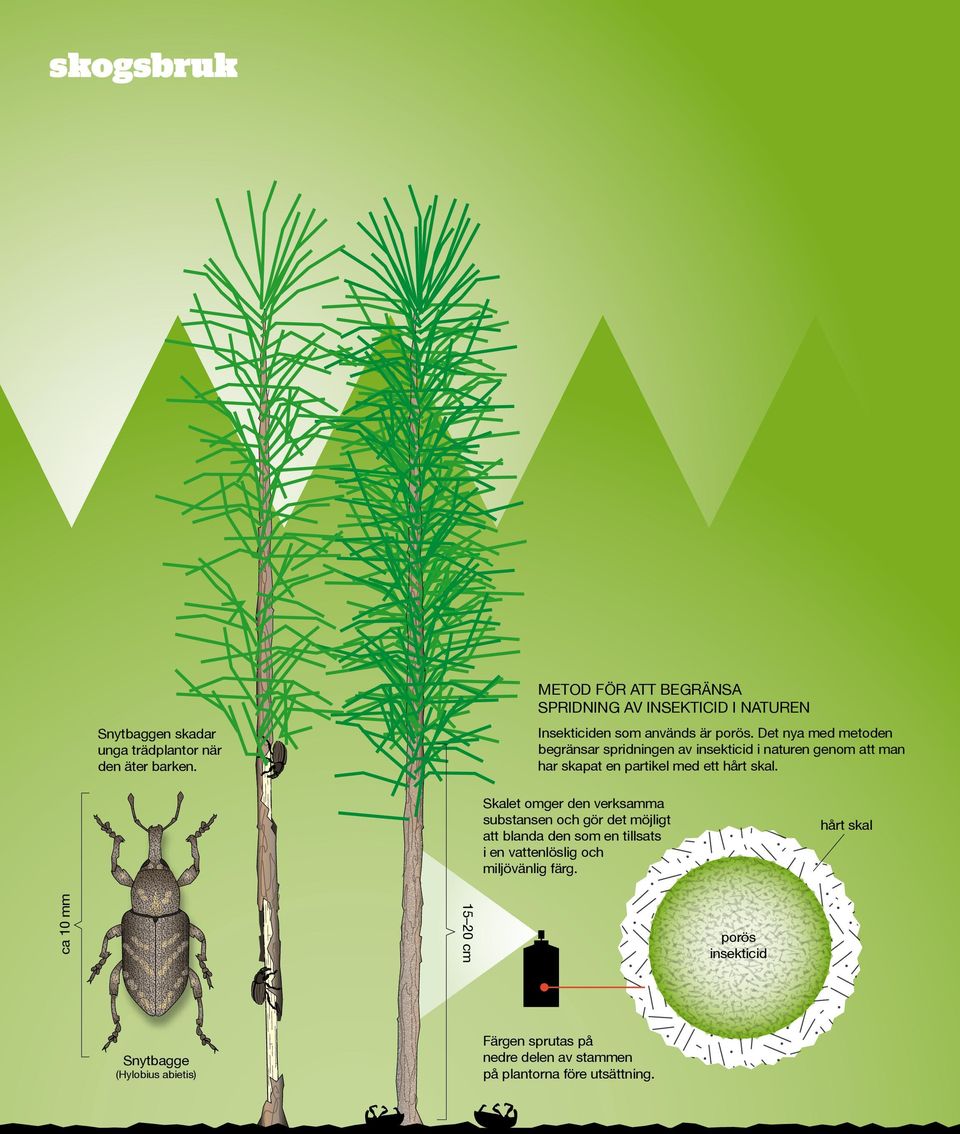 Det nya med metoden begränsar spridningen av insekticid i naturen genom att man har skapat en partikel med ett hårt skal.