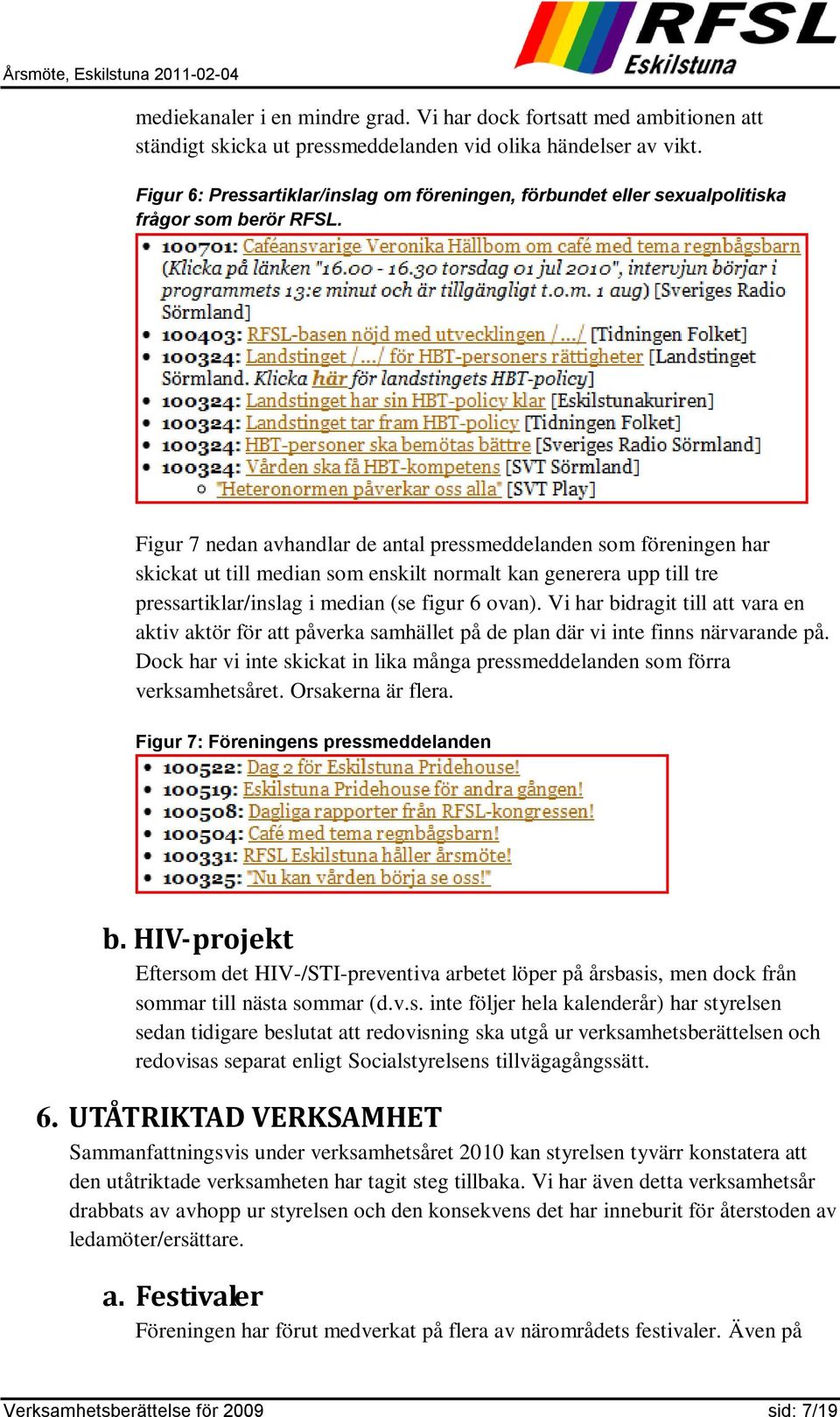 Figur 7 nedan avhandlar de antal pressmeddelanden som föreningen har skickat ut till median som enskilt normalt kan generera upp till tre pressartiklar/inslag i median (se figur 6 ovan).