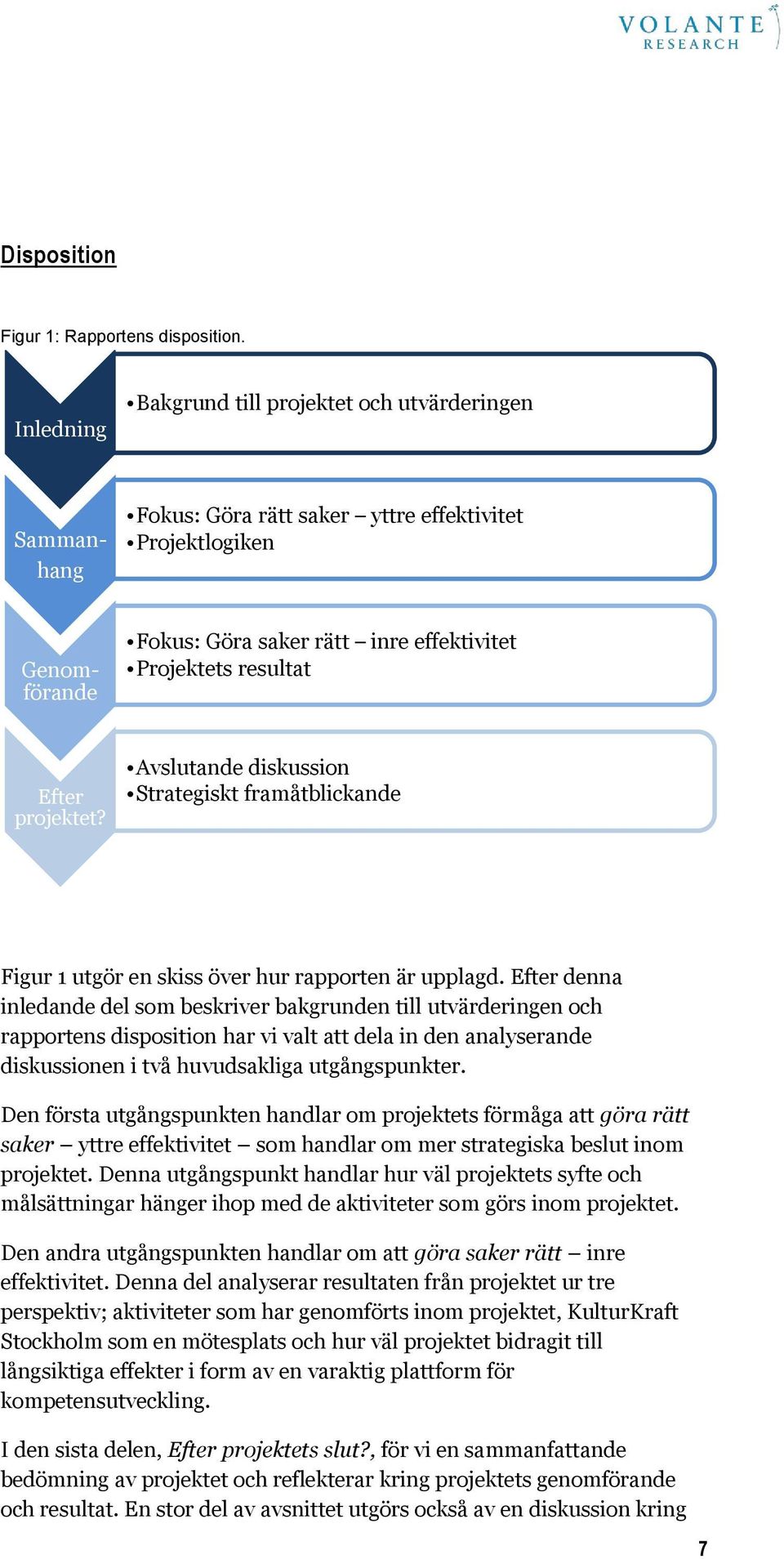 projektet? Avslutande diskussion Strategiskt framåtblickande Figur 1 utgör en skiss över hur rapporten är upplagd.