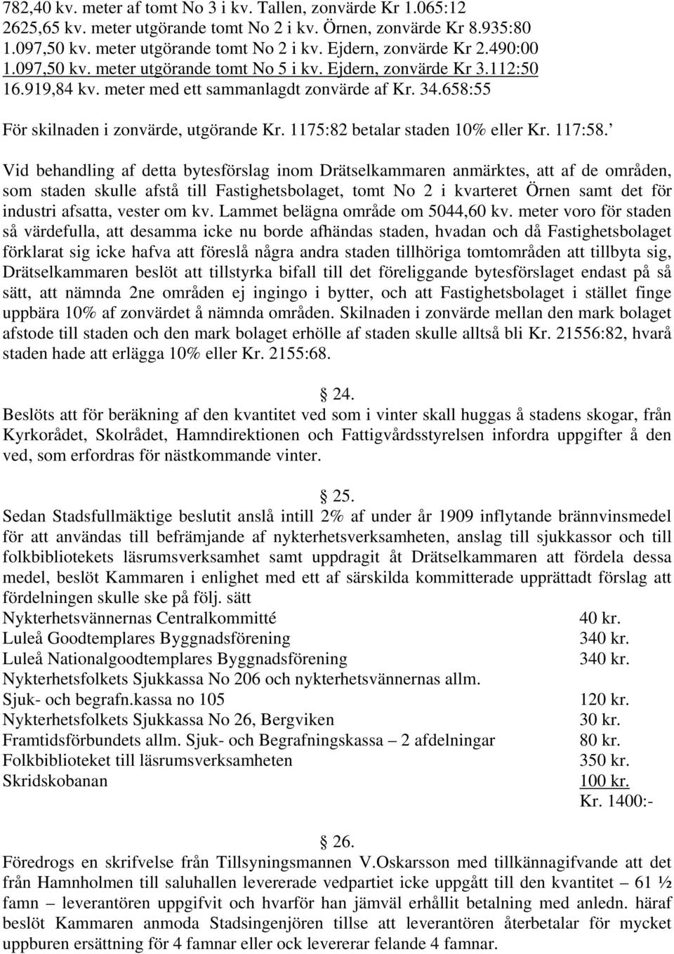 1175:82 betalar staden 10% eller Kr. 117:58.