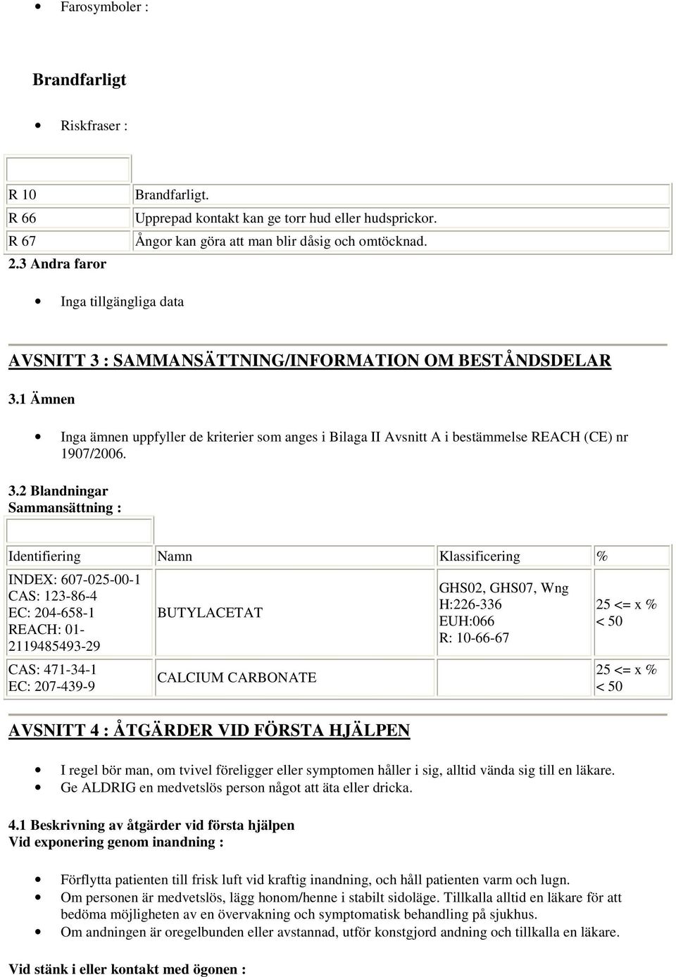 : SAMMANSÄTTNING/INFORMATION OM BESTÅNDSDELAR 3.