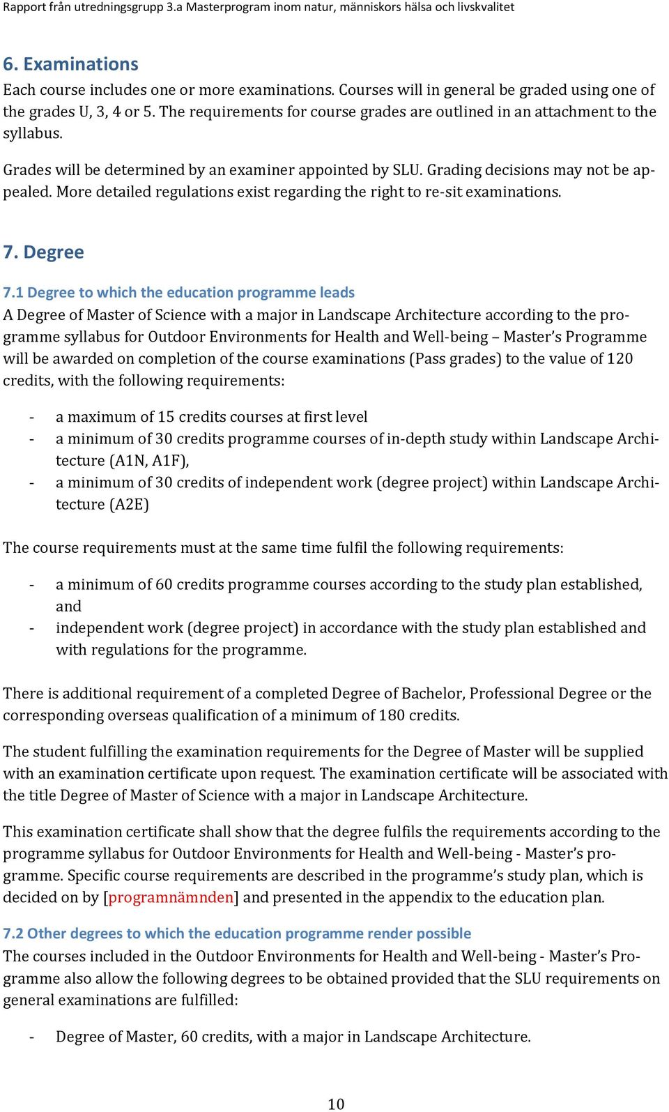 More detailed regulations exist regarding the right to re-sit examinations. 7. Degree 7.