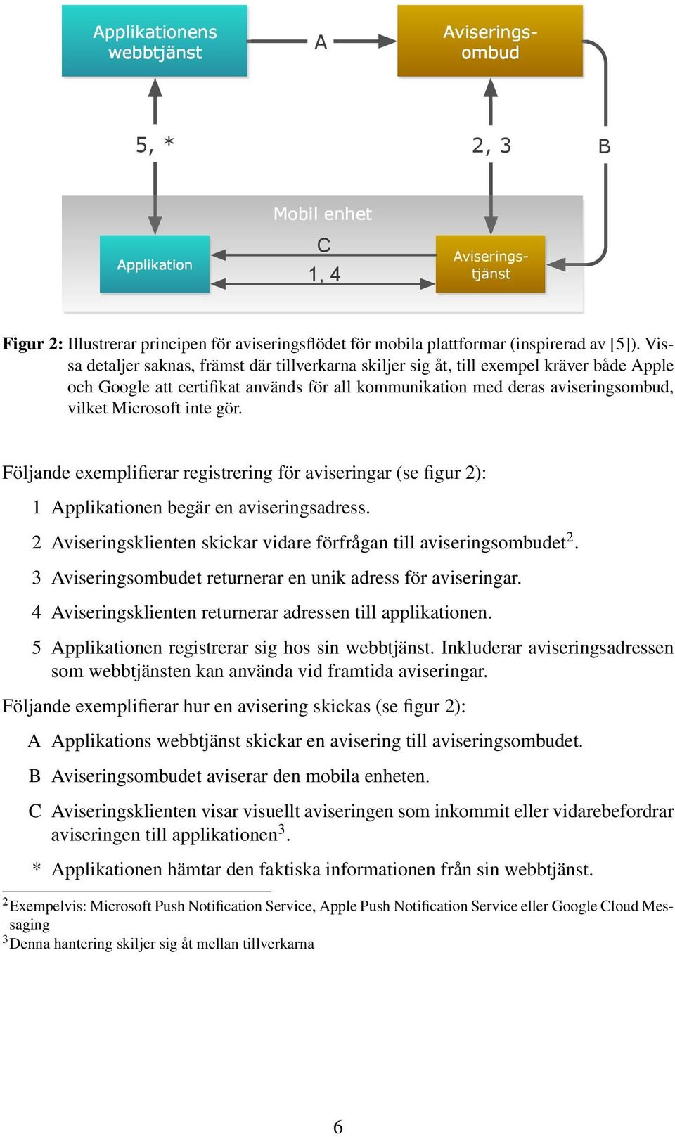 gör. Följande exemplifierar registrering för aviseringar (se figur 2): 1 Applikationen begär en aviseringsadress. 2 Aviseringsklienten skickar vidare förfrågan till aviseringsombudet 2.