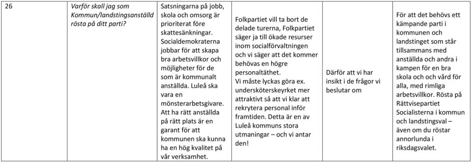 Att ha rätt anställda på rätt plats är en garant för att kommunen ska kunna ha en hög kvalitet på vår verksamhet.