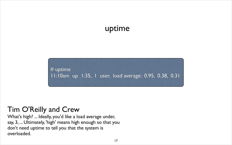 ... Ideally, you'd like a load average under, say, 3,.