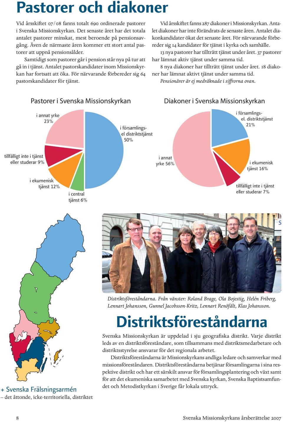 Antalet pastorskandidater inom Missionskyrkan har fortsatt att öka. För närvarande förbereder sig 64 pastorskandidater för tjänst. Vid årsskiftet fanns 287 diakoner i Missionskyrkan.