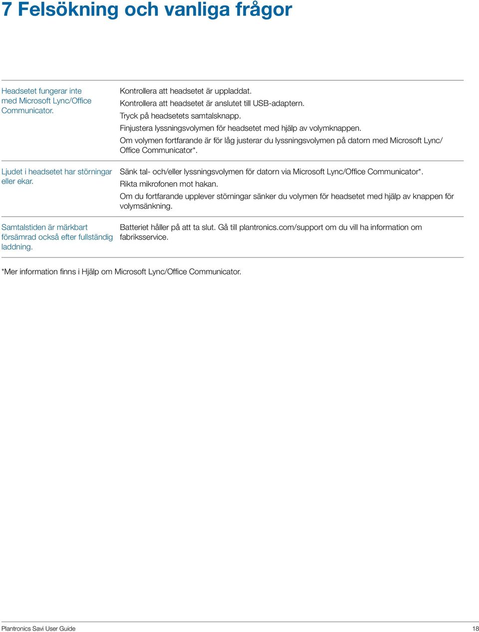 Om volymen fortfarande är för låg justerar du lyssningsvolymen på datorn med Microsoft Lync/ Office Communicator*.