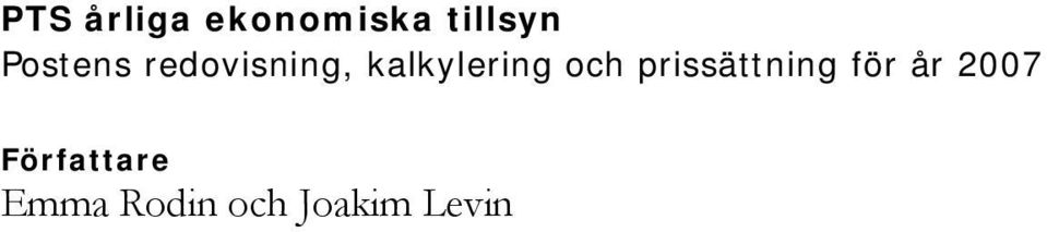 prissättning för år 2007