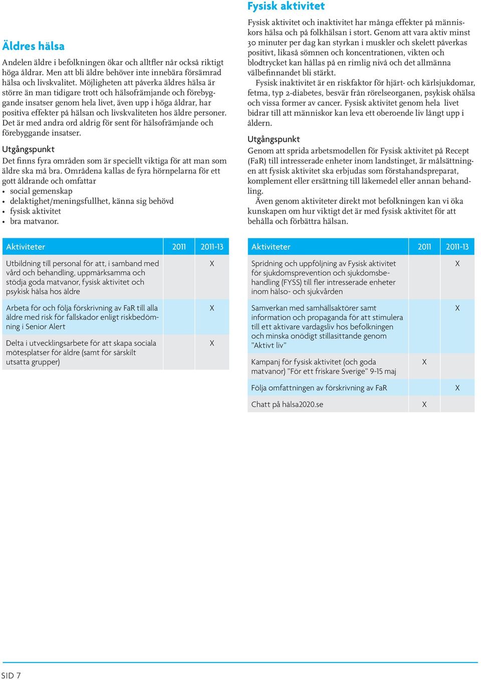 livskvaliteten hos äldre personer. Det är med andra ord aldrig för sent för hälsofrämjande och förebyggande insatser. Det finns fyra områden som är speciellt viktiga för att man som äldre ska må bra.