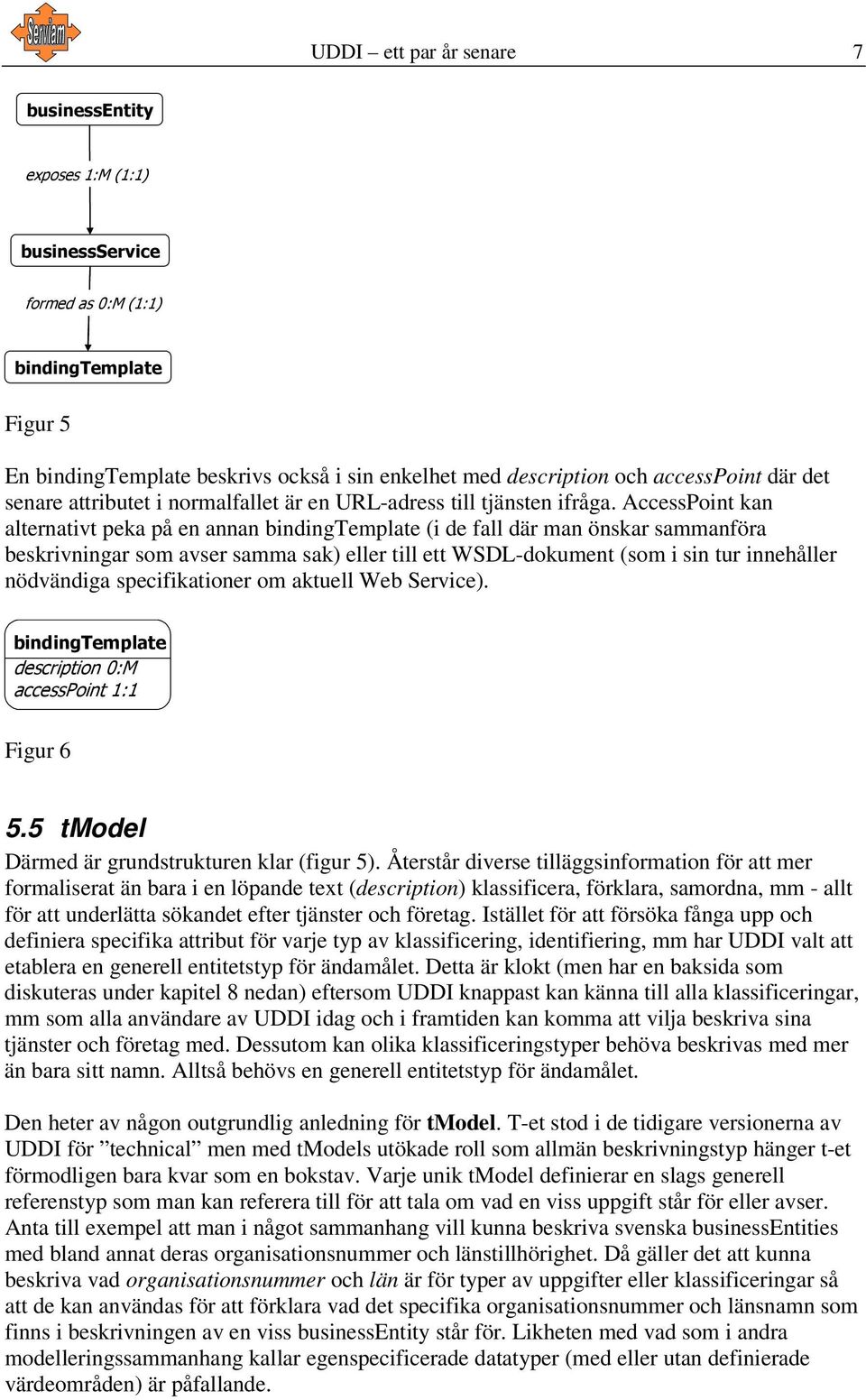 specifikationer om aktuell Web Service). Figur 6 5.5 tmodel Därmed är grundstrukturen klar (figur 5).