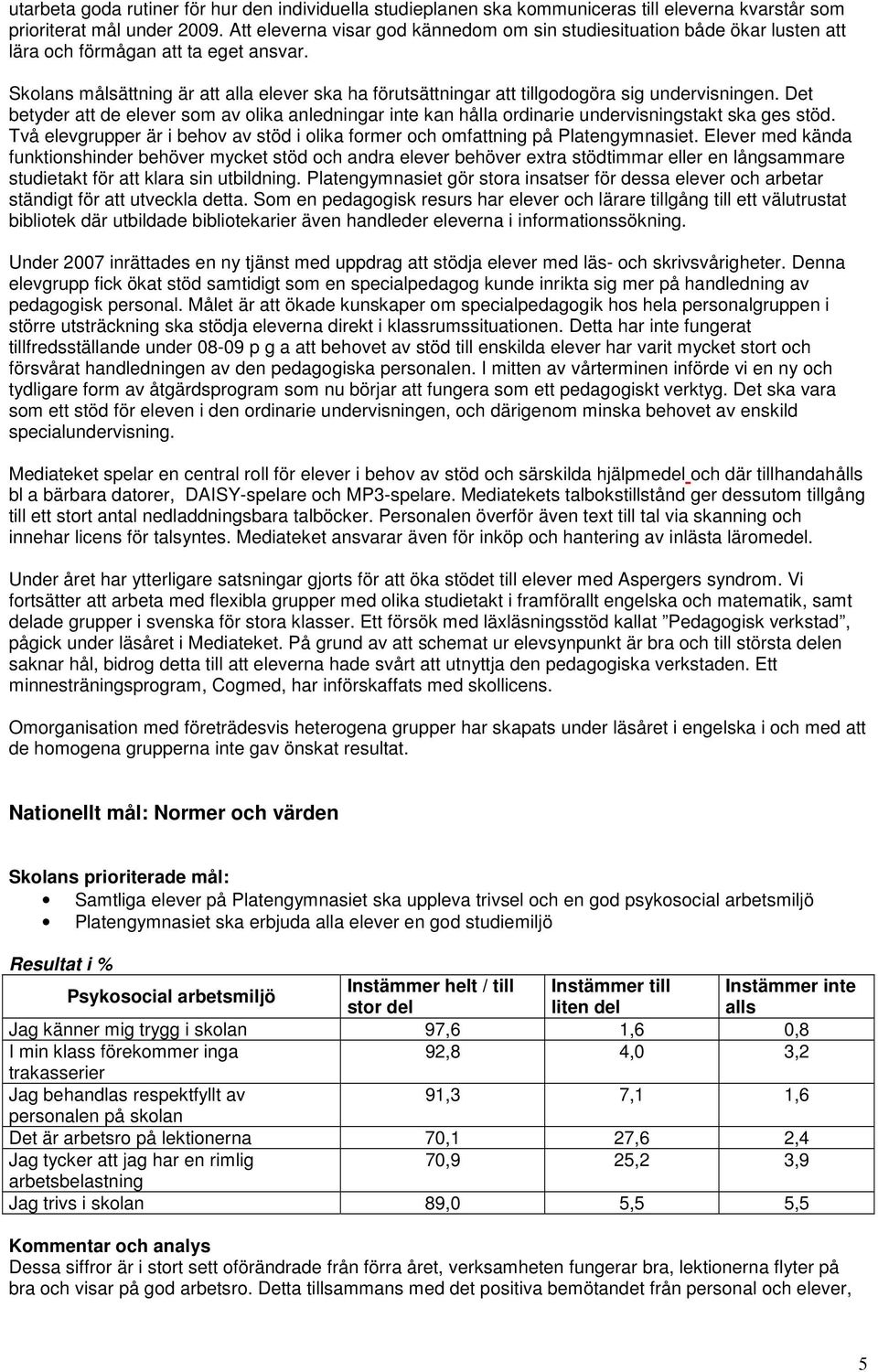 Skolans målsättning är att alla elever ska ha förutsättningar att tillgodogöra sig undervisningen.