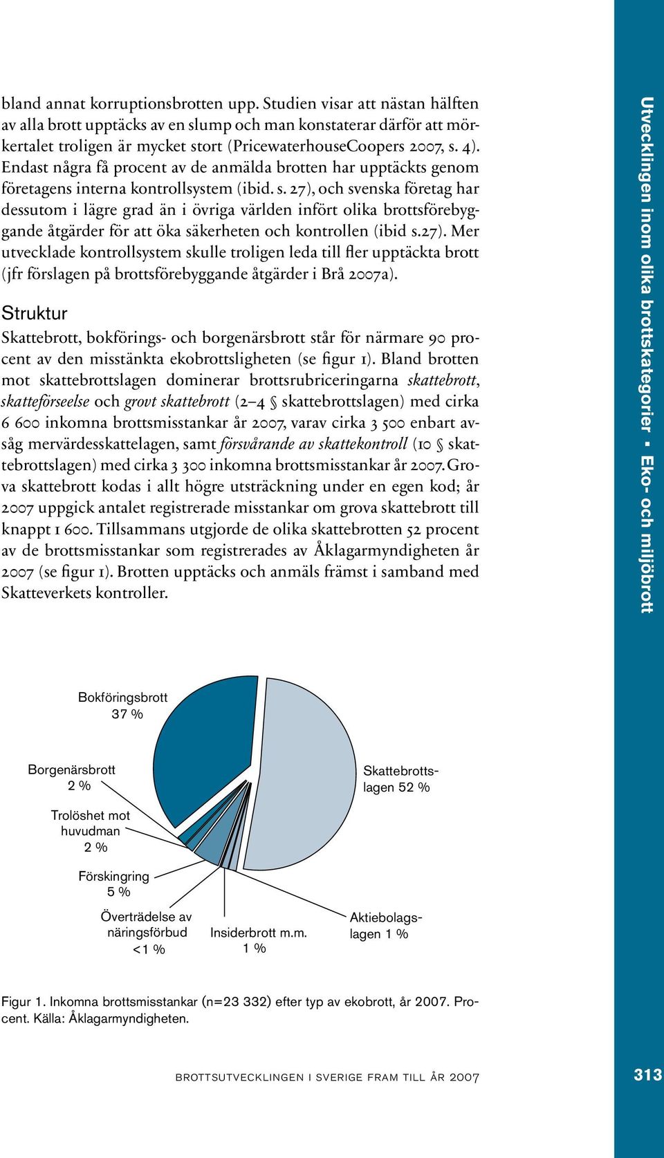 Endast några få procent av de anmälda brotten har upptäckts genom företagens interna kontrollsystem (ibid. s.