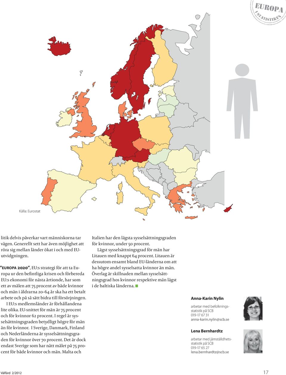 ska ha ett betalt arbete och på så sätt bidra till försörjningen. I EU:s medlemsländer är förhållandena lite olika. EU-snittet för män är 75 procent och för kvinnor 62 procent.
