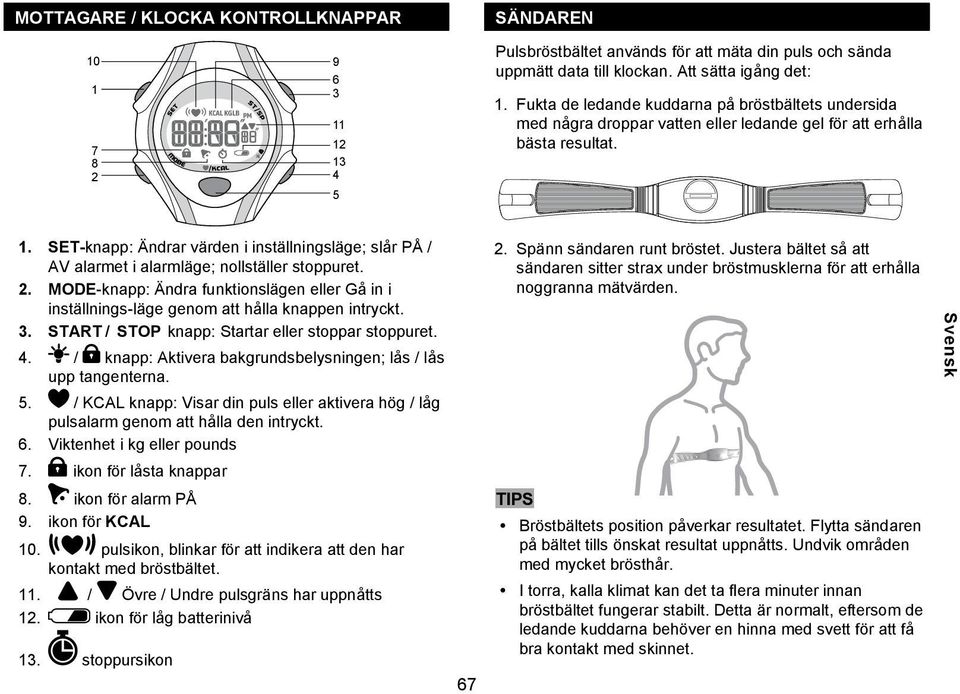 SET-knapp: Ändrar värden i inställningsläge; slår PÅ / AV alarmet i alarmläge; nollställer stoppuret. 2.