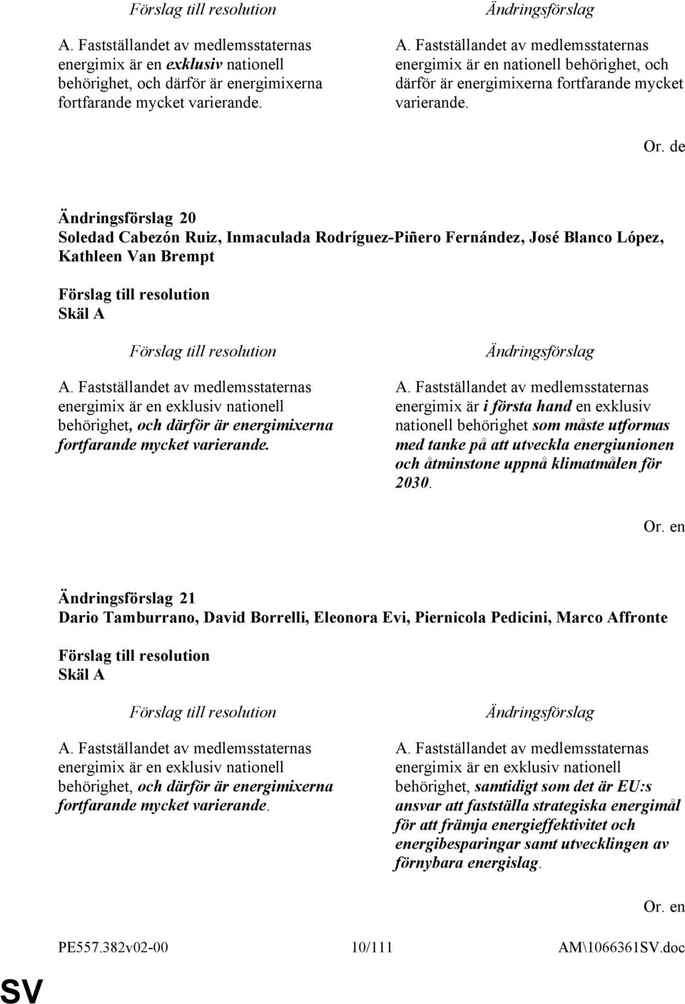 de 20 Soledad Cabezón Ruiz, Inmaculada Rodríguez-Piñero Fernández, José Blanco López, Kathleen Van Brempt Skäl A  Fastställandet av medlemsstaternas energimix är i första hand en exklusiv nationell