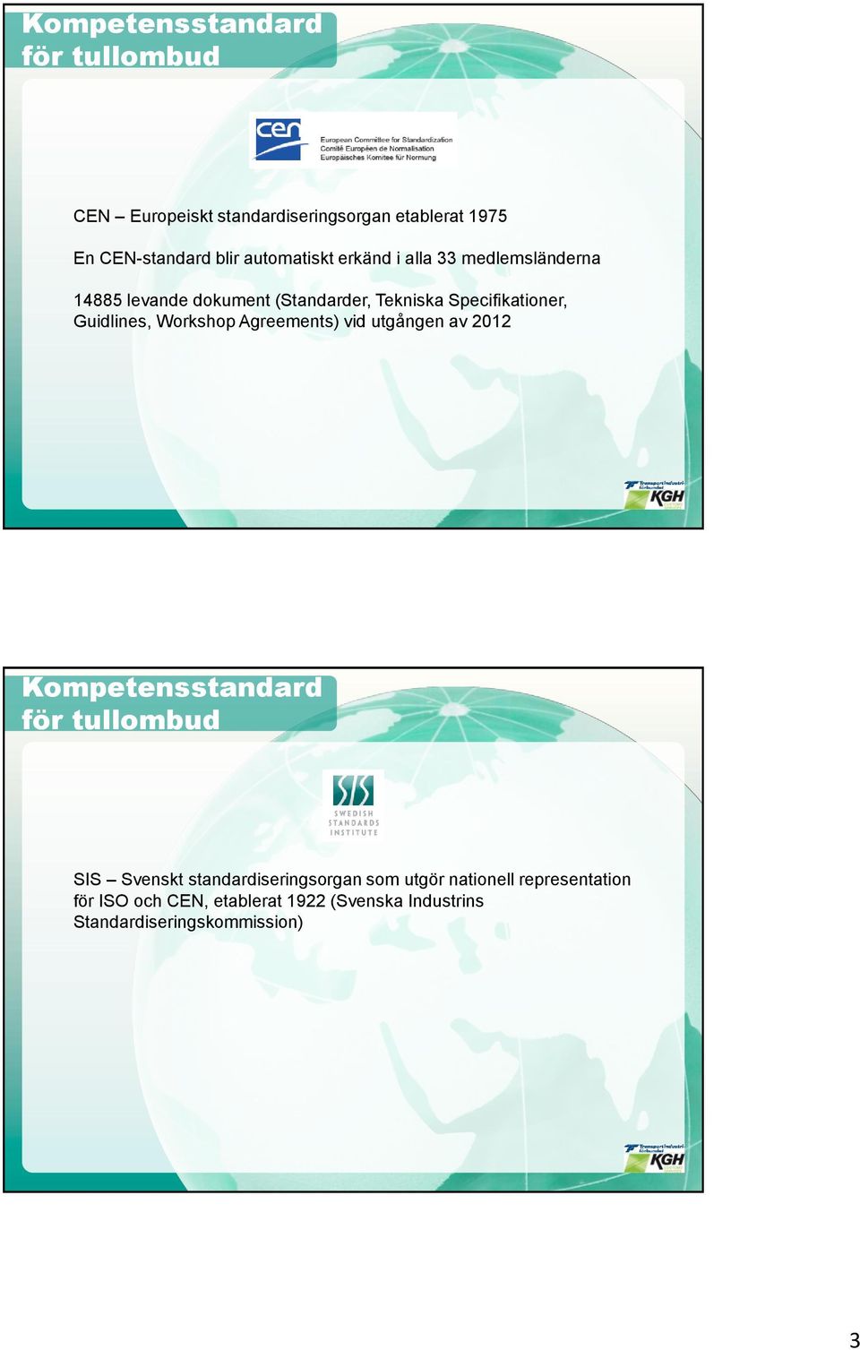 Guidlines, Workshop Agreements) vid utgången av 2012 SIS Svenskt standardiseringsorgan som