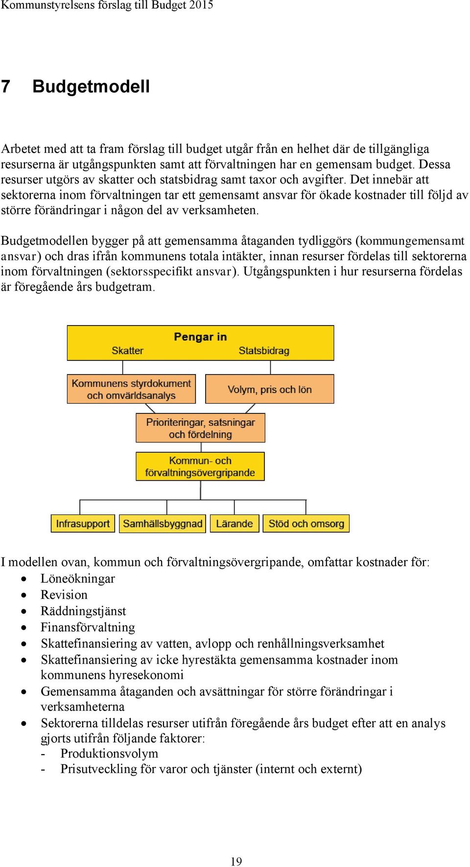 Det innebär att sektorerna inom förvaltningen tar ett gemensamt ansvar för ökade kostnader till följd av större förändringar i någon del av verksamheten.