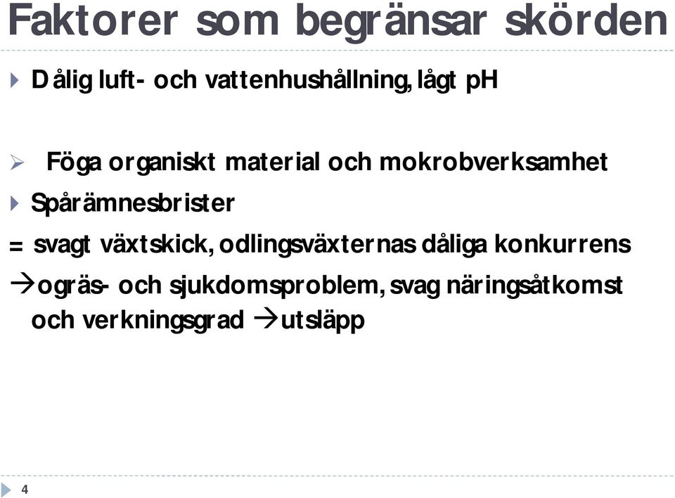 Spårämnesbrister = svagt växtskick, odlingsväxternas dåliga