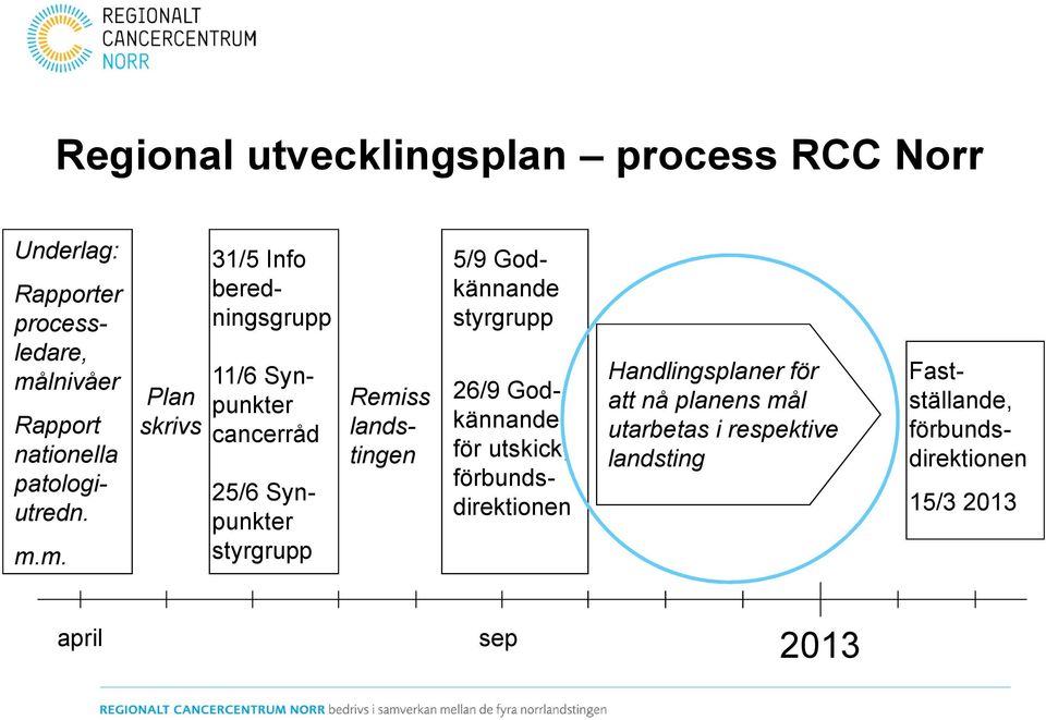 m. april 31/5 Info beredningsgrupp 11/6 SynPlan punkter skrivs cancerråd 25/6 Synpunkter styrgrupp 5/9