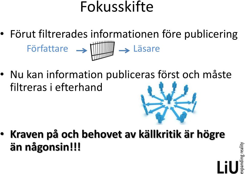 publiceras först och måste filtreras i efterhand